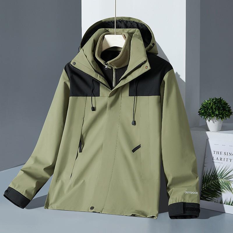 3-in-1 Outdoor Jacket 2-in-1 Detachable Hooded Windproof Waterproof Breathable Fleece Lined Hiking Coat Unisex