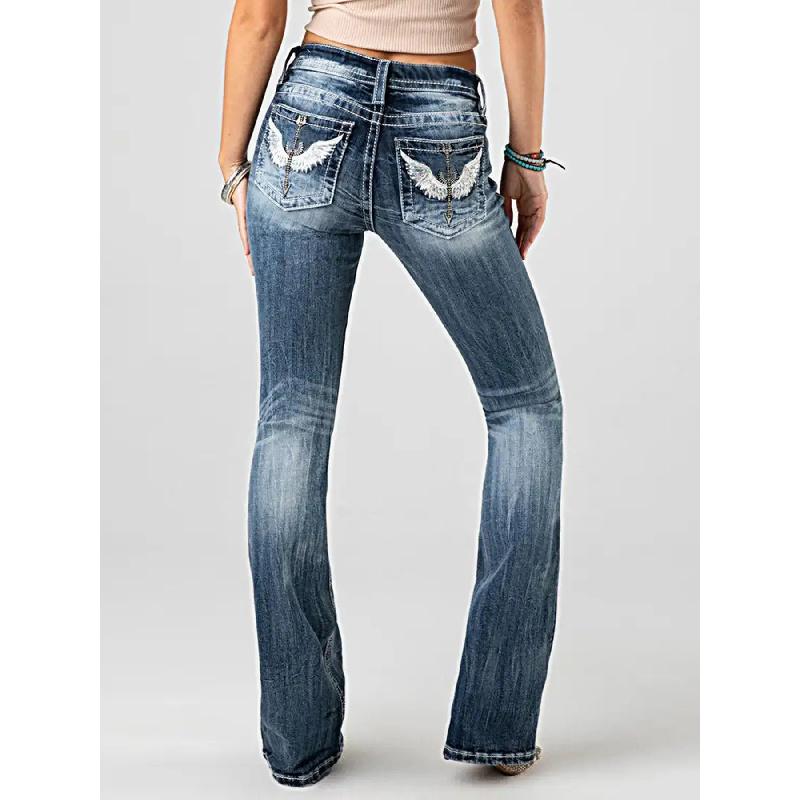 2026 Neue bestickte Damen-Jeans mit hohem Bund, lässige, vielseitige, schmal geschnittene Hosen