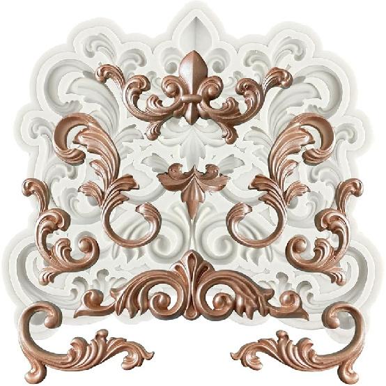 Baroque Fondant Mold Curlicues Scroll Lace Silicone Molds Filigree Mold 3D Sculpted For Sugar Cake Decorating Cupcake Topper Candy Chocolate Gum