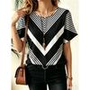 Moda Donna Girocollo Manica Corta Stampa Colore 3D Casual T-shirt Casual a Manica Corta Girocollo