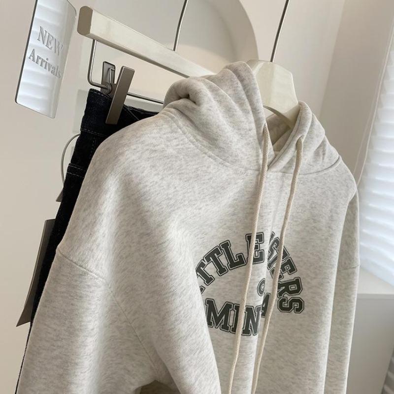 Women Long Sleeve Hooded V Neck Loose Pullovers Female Tops Solid Color Sweatshirts