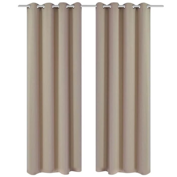 Rideau occultant - vidaXL - 135x175cm - Crème - 2 pcs - Œillets métalliques