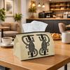 1pc Vintage Graphic Animal Tissue Box, Cat Symmetry Pattern Perfect for Outdoor Gatherings, Daily Desktop Use, And Suitable for Bedrooms, Living Rooms