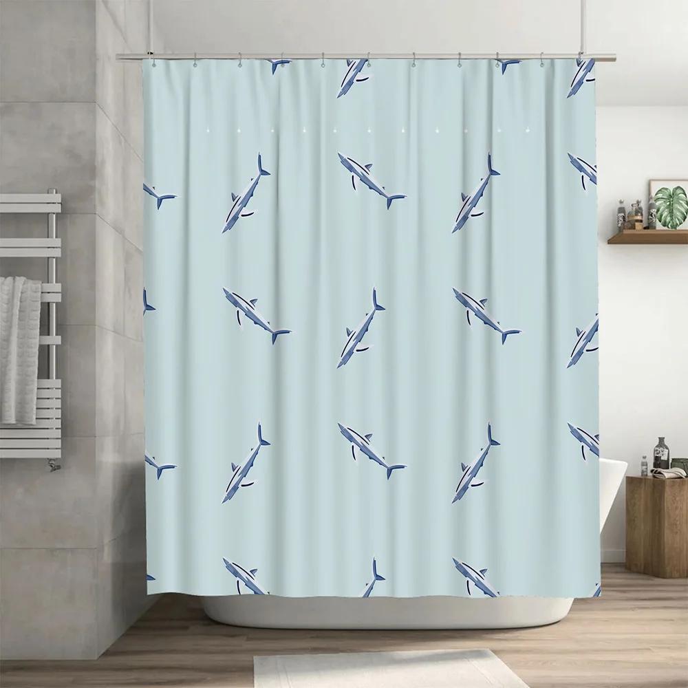 Blue Dolphin Printed Shower Curtain Waterproof Bath Decor Home Bathroom Decoration