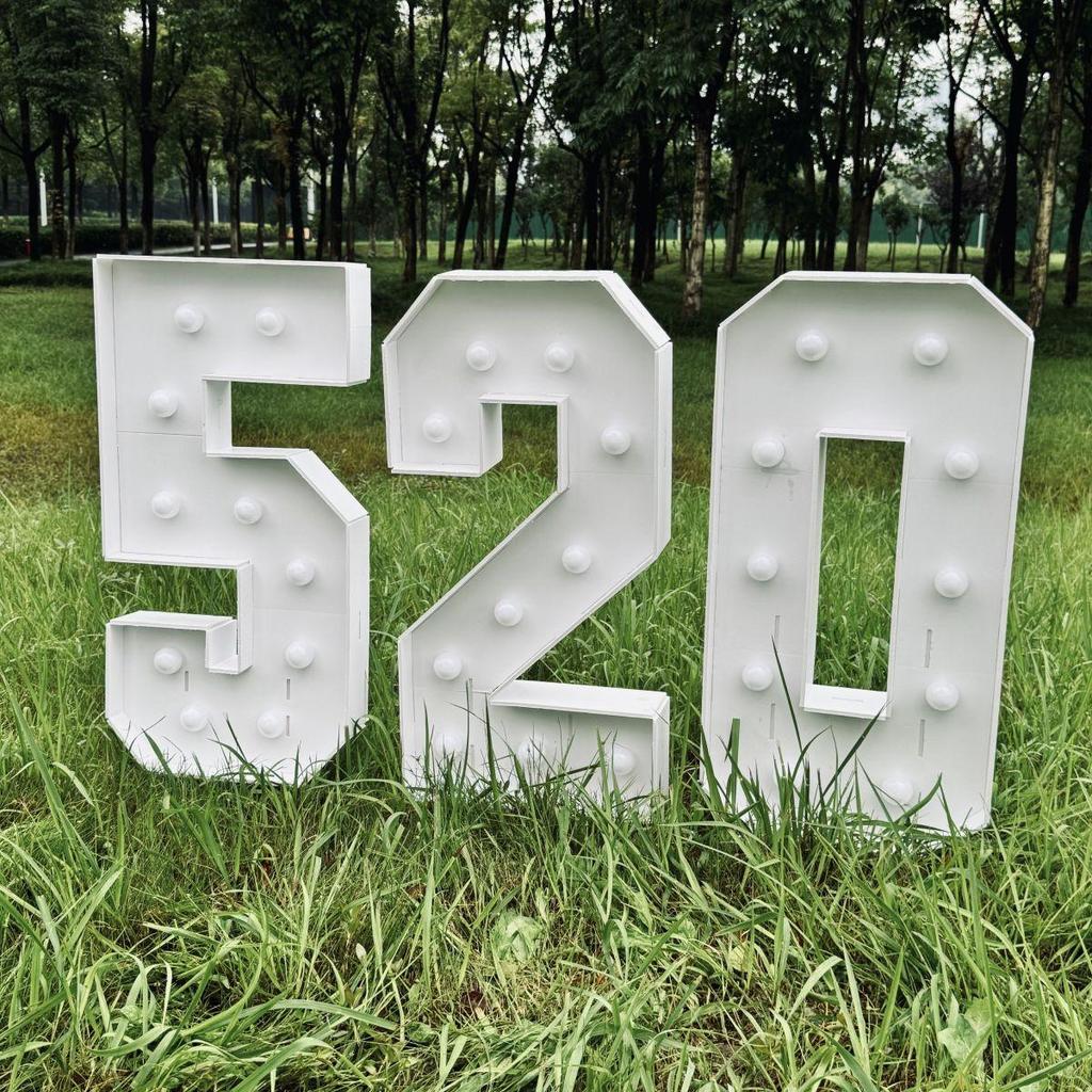 1Pc 73cm Light Up Digital Marquee Frame With White Lights LED KT Board Number 0-9 Plug-in KT Board With Bracket Party Decor Birthday Party Decoration