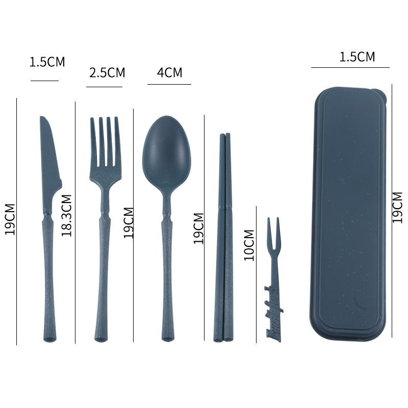 Compact Travel Camping Waist-High Seven-Piece Cutlery Set