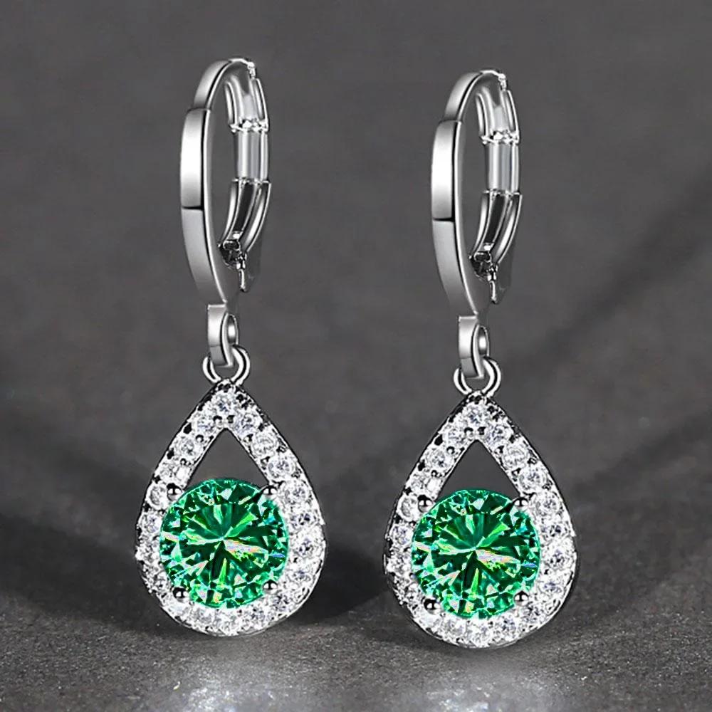New Light Luxury Water Drop Design Earrings For Women, Sparkling Cube Zirconia Fashion Geometric Engagement Jewelry