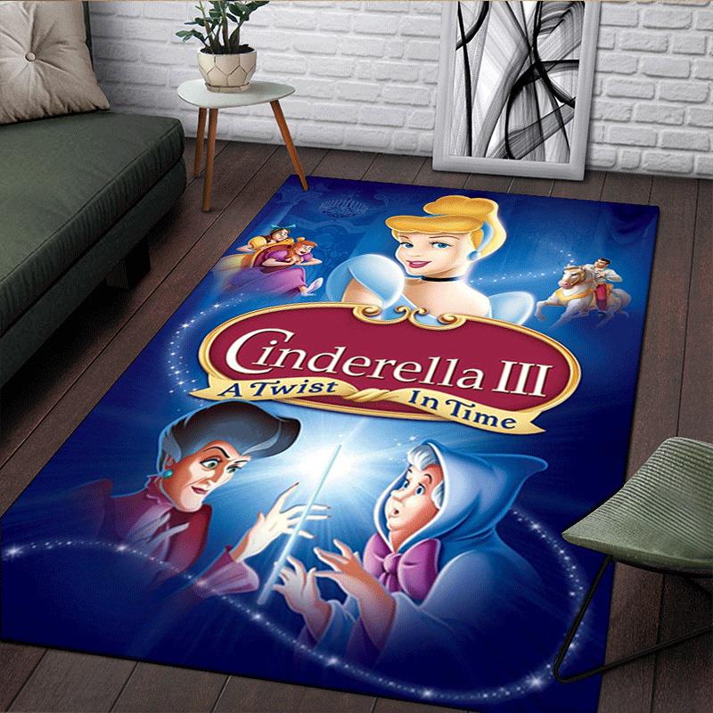 1pc Cinderella Pattern Area Rug Soft Flannel Floor Mat for Living Room,Office,Bedroom and Carpet,Sofa Coffee Table Floor Mat