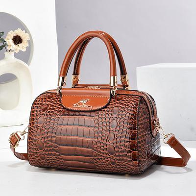 Handbag Crocodile Pattern Bright Leather Women's Bag Temperament Fashion Messenger Shoulder Bag Explosion
