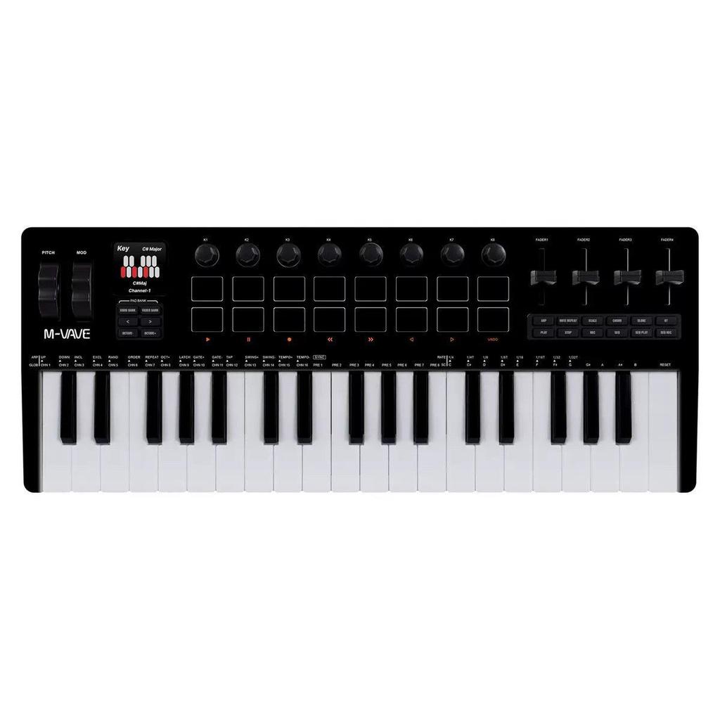 M-VAVE SMK-37 Pro 37-Key MIDI Keyboard Controller with Sound Source, Arrangement Pad, and Fader