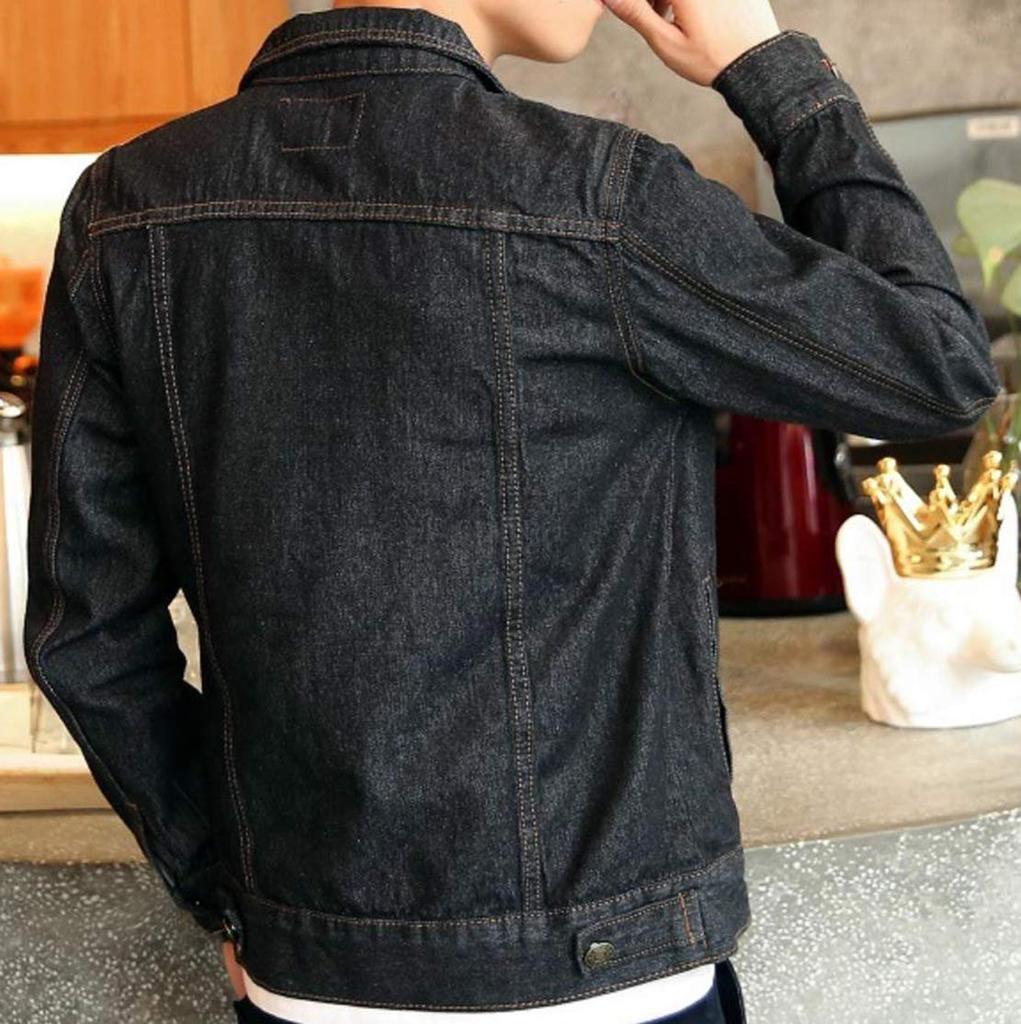 Denim Plus Sizes [ODFMCE] Men's Jacket, Autumn, Cotton, Casual, Stylish, (JP, Alphabet, 2XL, Black)