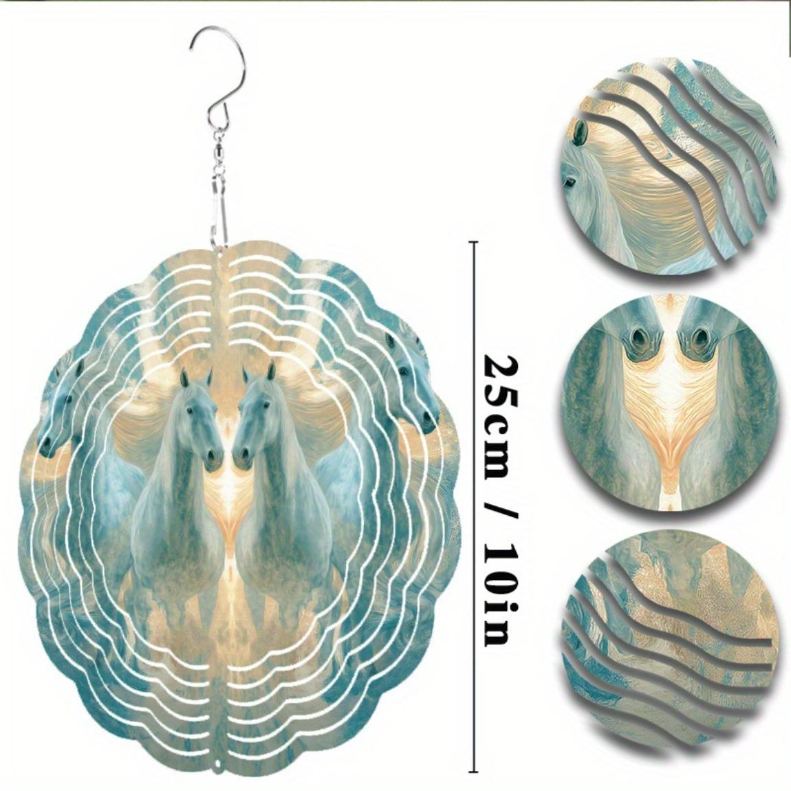 

10-дюймовый металлический колокольчик ветра с подвесным крючком на 360 градусов, художественный дизайн лошади, для декора сада, балкона, улицы, на все сезоны 01A