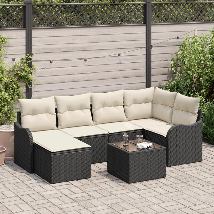 VidaXL Ensemble de canapé de jardin 6 pièces avec coussins brun poly rattan 3345777