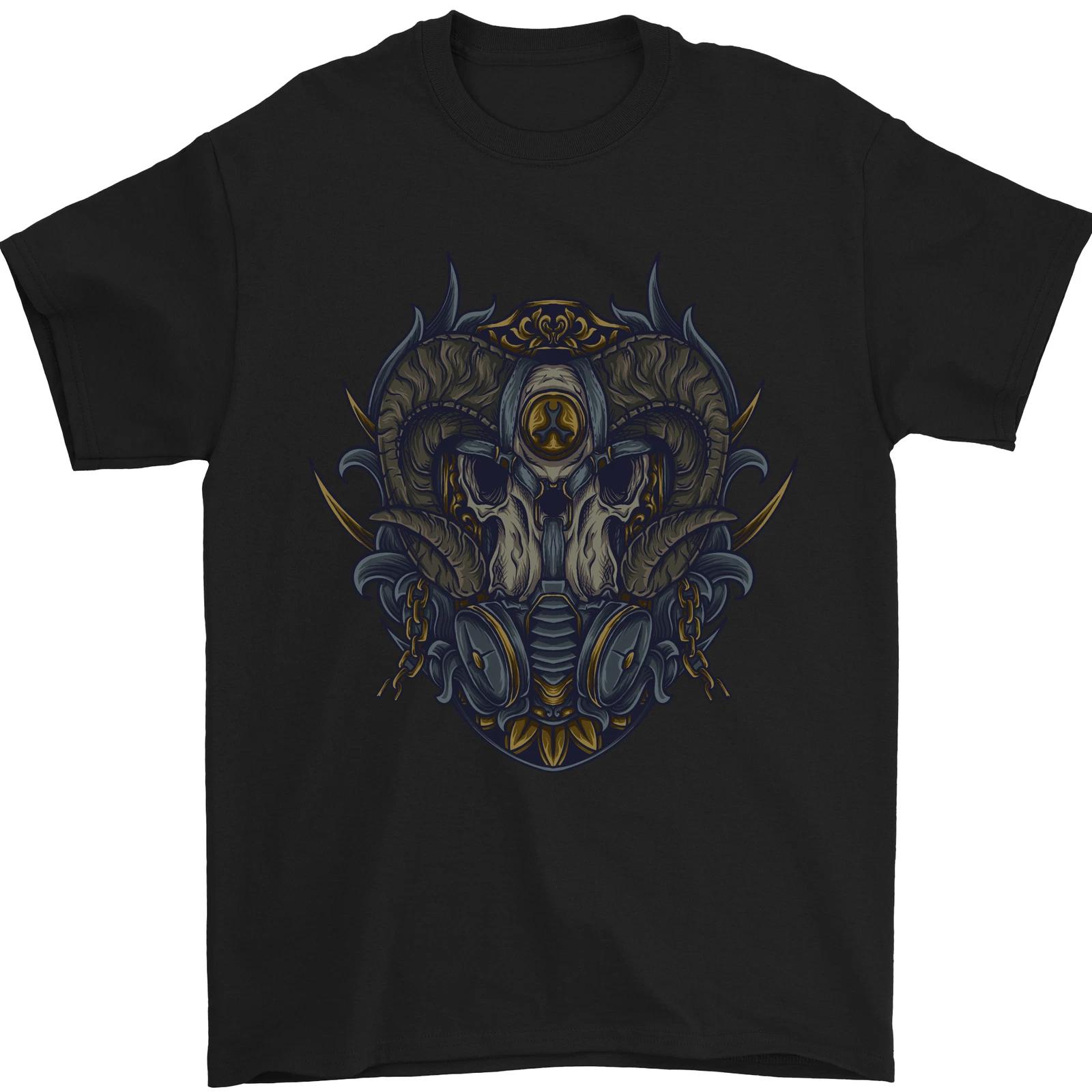 Ram Skull With Respirator Mens T-Shirt 100% Cotton XL