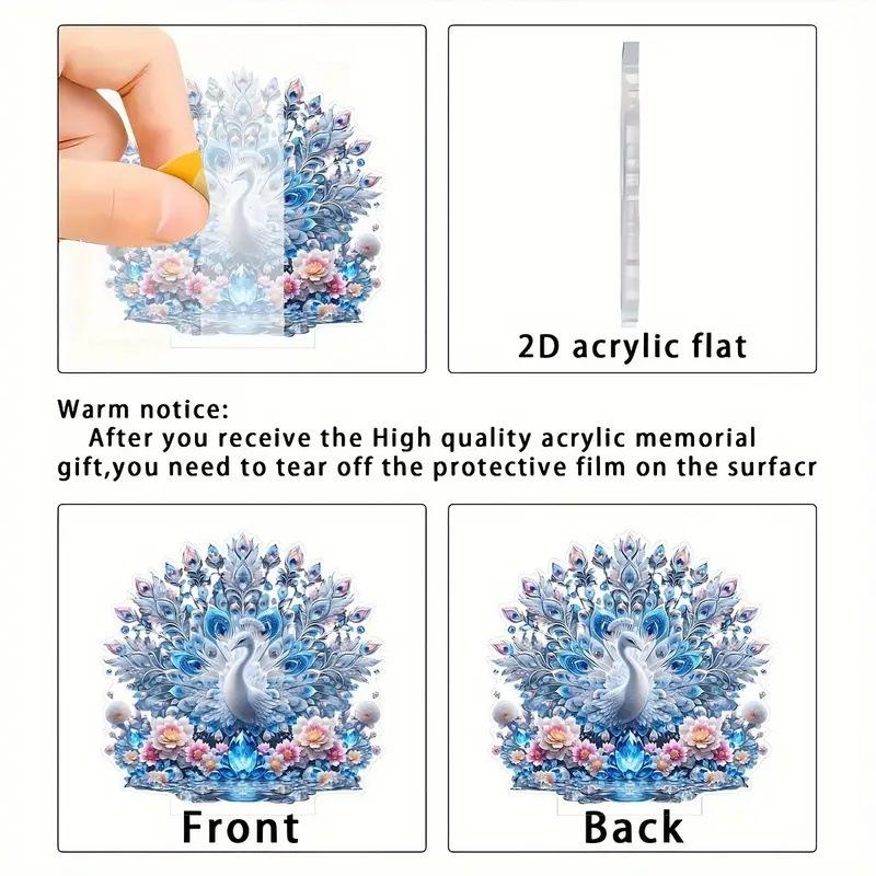 2D Acrylic Flat Cool Figurine Animal Series Peacock Desktop Ornament Home Living Room Decoration