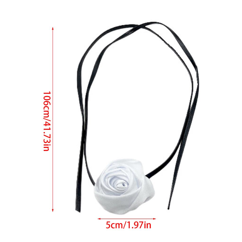 Simple Rose Flower Neckband Choker Necklace Jewelry Women Clavicle Chain Necklace Temperament Long Strap Neck Chain