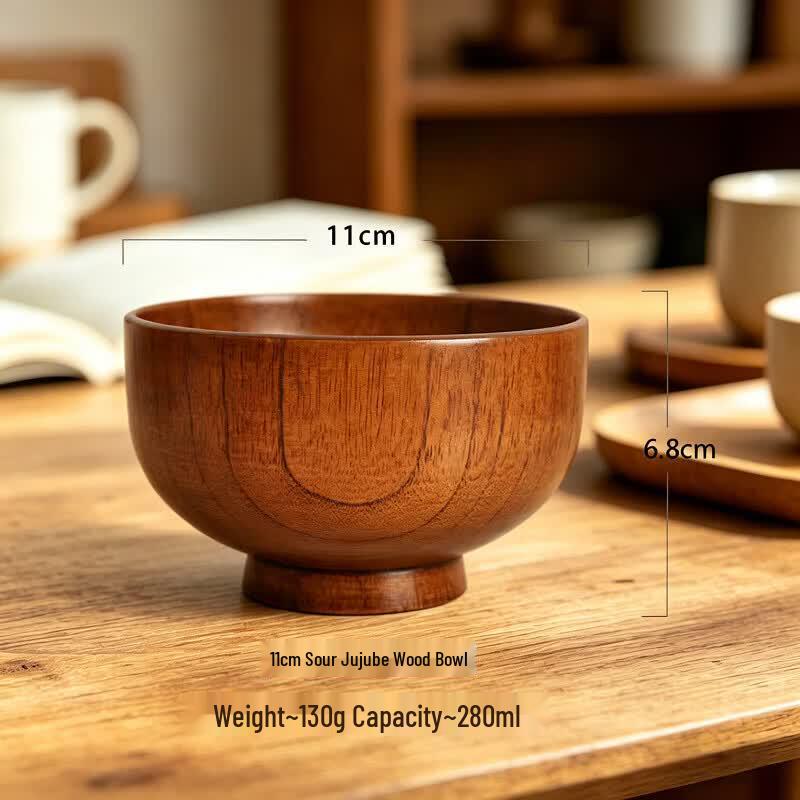 Huabeishi Natural Jujube Wood Dining Bowl