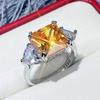 Brilliant Square Cubic Zirconia Rings for Women Silver Color Proposal Engagement Wedding Bands Statement Jewelry 2022