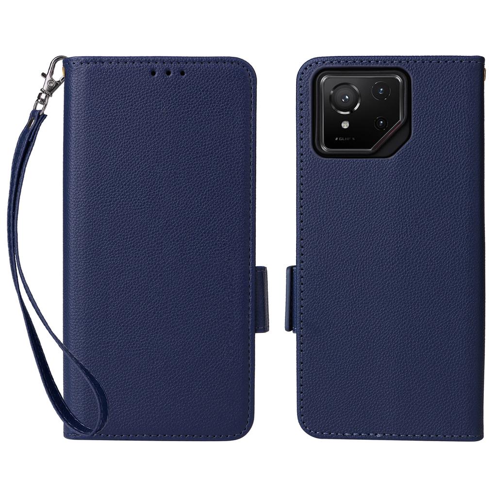 For Asus ROG Phone 9 5G/Phone 9 Pro 5G Case with Wrist Strap Litchi Texture PU Leather Wallet Phone Cover