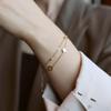Double-layer Four-leaf Clover Titanium Steel Bracelet for Women Fashionable Versatile Exquisite High-end Jewelry Colorfast