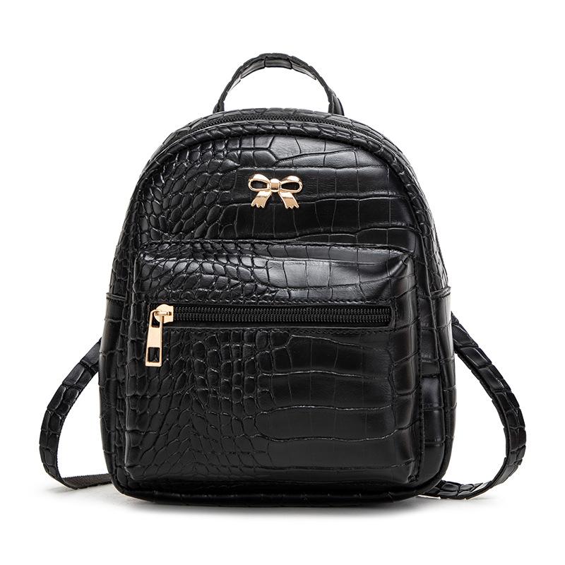 Fresh Style Bow Accent Crocodile Pattern Mini Backpack
