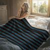 Teal Brown Stripes Vertical Flannel Blanket Perfect for Sofa Office Bed Travel Sleep Read Relax Camping Four Season Use