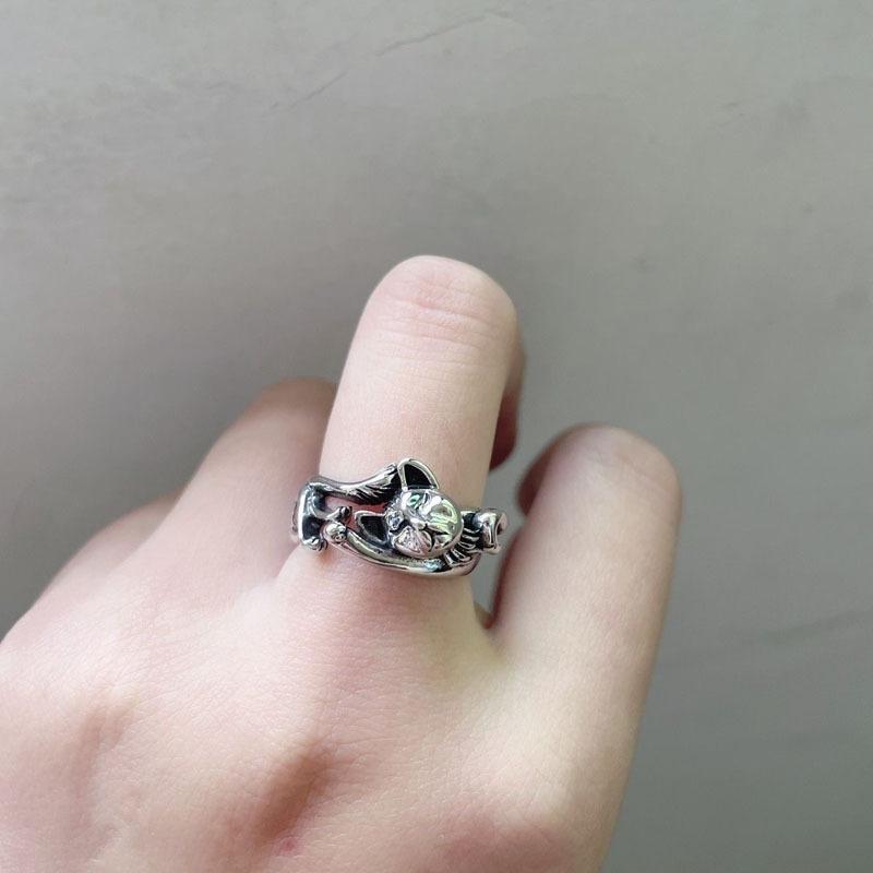 Fashion New Korean Version Temperament Small Fresh and Fashionable Cute Civet Ring Adjustable Kitten Micro-set Ring Woman