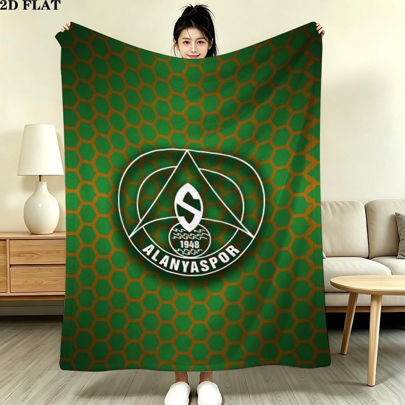 Alanyaspor Print Flannel Blanket, High quality Comfortable for All Seasons, Home Decor, Warmth and Comfort, Perfect for Christmas Gifts
