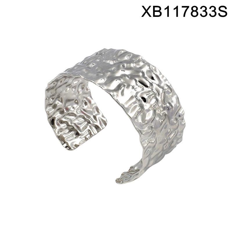 Geometric Gold-Tone Titanium Steel Bracelet: Open, Wide, Hollow Design позолоченный серебряный