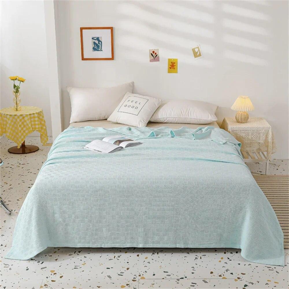 Soft Cozy 100% Cotton Throw Blanket Wide 100cm/150cm/180cm/200cm Plain Knitted Sofa Bed Cover Bedspreads Home Decor Thin Blanket