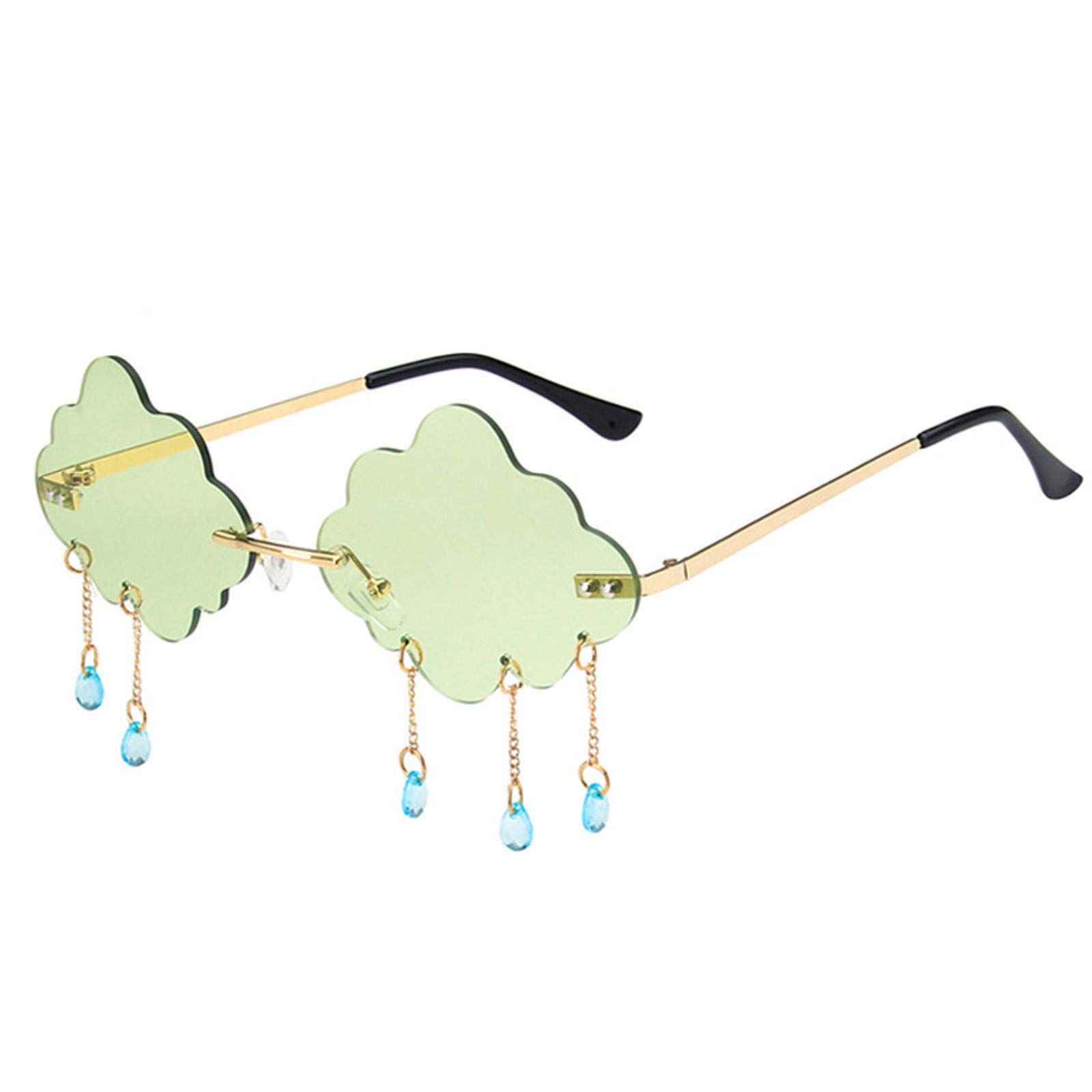 

Модные солнцезащитные очки UV400 без оправы, солнцезащитные очки с кисточками в виде облаков, диско-очки, стимпанк-очки светло-зеленый