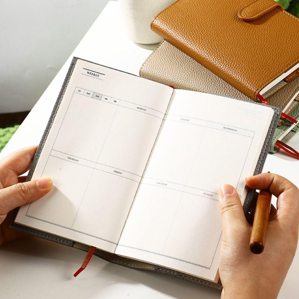 Litchi Leather Portable Notebook Thickened Business Meeting Record Book Work Notepad  Office