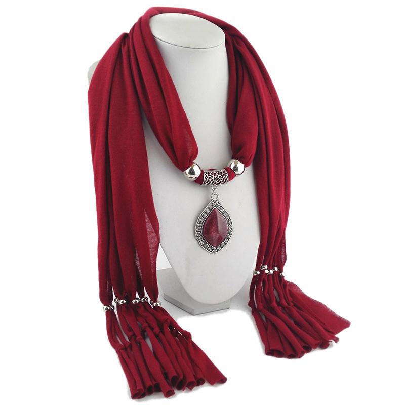 Jewelry Scarf Metal Diamond Jade Pendant Women Shawl Scarf