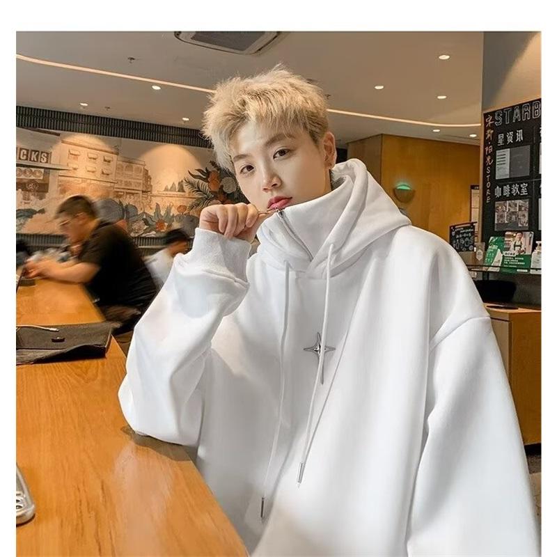 Fleece Lined Zip Up Hoodie Men's Oversized Warm Sweatshirt Winter Casual Jacket