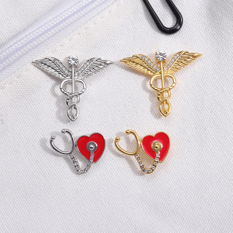 Unique Cartoon Style Medical Brooch Stethoscope And Ecg Design For Doctors And Nurses