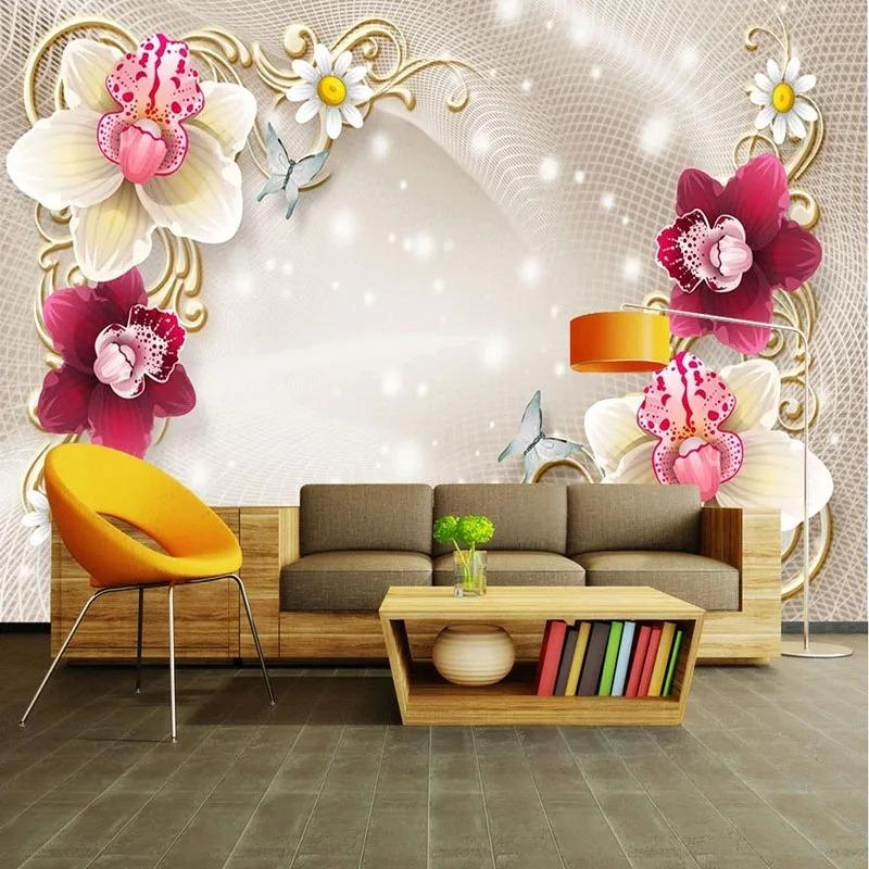 European Wallpaper Luxury 3d Relief Flower Mural Living Room Tv Sofa Bedroom Background Wall Mural Home Decor