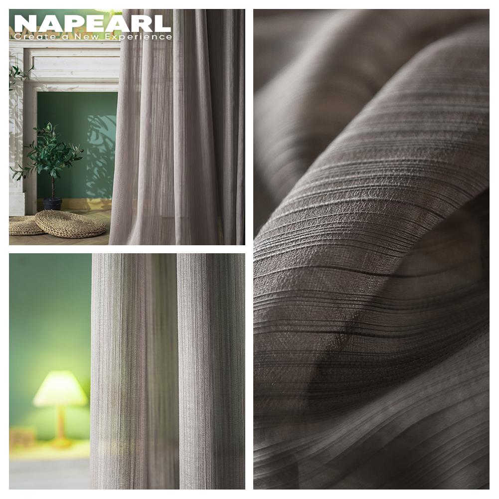 1PC NAPEARL Elegant Solid Color Soft Sheer Tulle Curtain Modern Textured Window Screening for Living Room Bedroom Home Decor