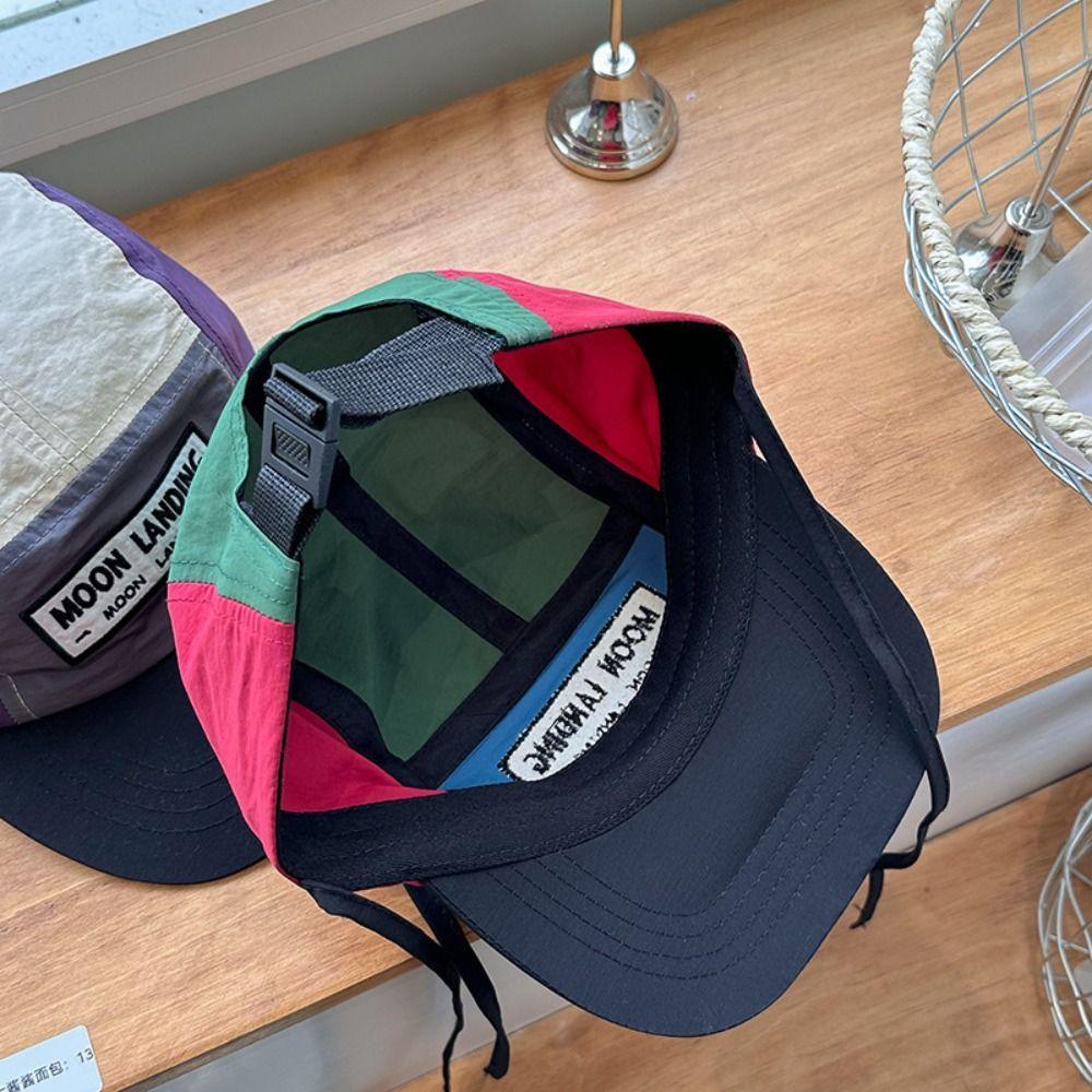 Flat-brimmed Contrasting Color Baseball Cap Retro Sunscreen Hat American Style Baseball Hat  Women