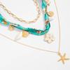 1SET European and American vacation ins shell starfish silk scarf stacked necklace, niche exotic love flower item jewelry women