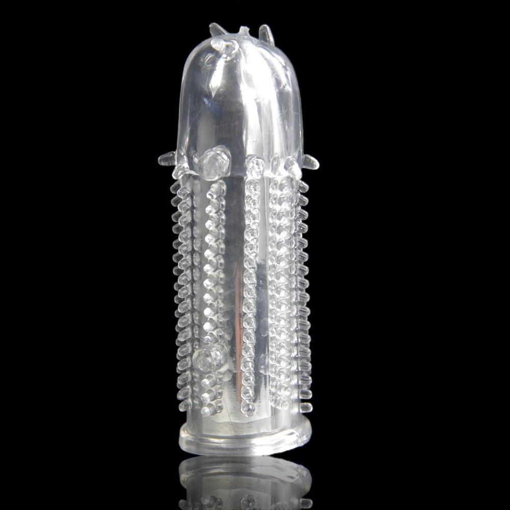 Vibrator Sleeves Ribbed Lasting Textured Penis Extender Sleeve Dotted Finger Condom Delay Cock Ring Enlargement Sex Toy Lover