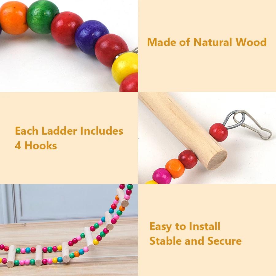 L Size 10 Ladder Pet Birds Swing Wooden Bridge Ladder Climb Cockatiel Parakeet Budgie Parrot Toy Wood Ladder