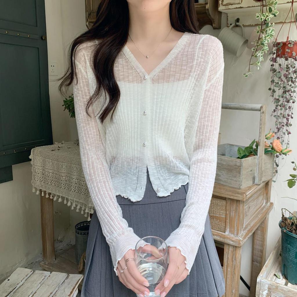 Eisseide Damen Sommer 2025 Slim Fit Strickjacke - Langarm Koreanischer Stil Sonnenschutz