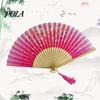 High Gloss Fan Bone Chinese Style Silk Folding with Tassels Elegant Craftsmanship Exquisite Strong And Flexible Bamboo Perfect Party Ornaments Erqing