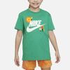 Nike Cartoon Logo Print Round Neck Short Sleeve T-Shirt Kids Tops Stadium-Green FJ7237-324