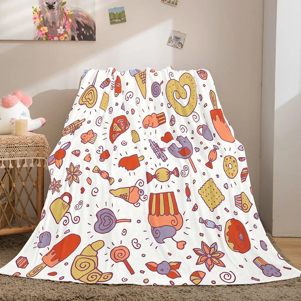 

Cartoon-shaped food burger Printed Blanket for Sofa Travel Camping Living Room Office Conditioning Blanket for All Seasons Gifts 75x90cm
