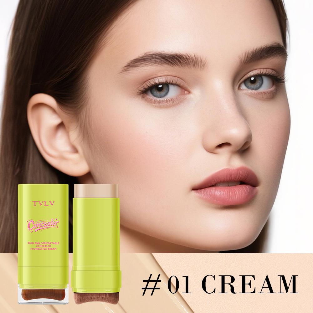 TVLV Cross-border Thin & Comfortable Concealer Foundation with Brush - Natural Brightening, Long-lasting, No Smudge Cream.