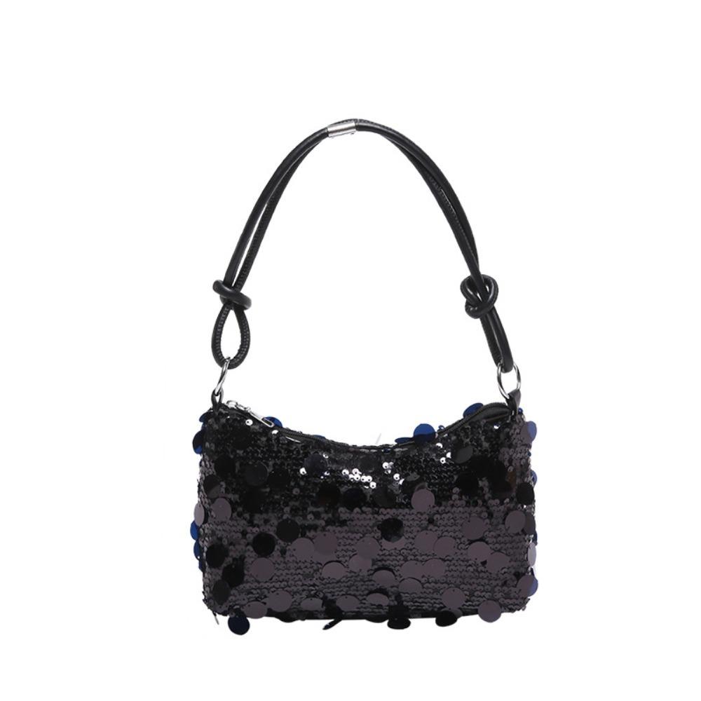 Fashion Sparkling Sequin Shoulder Bag Secure Zipper Korean Style Shiny Party Bag Daily Underarm Bag Dinner