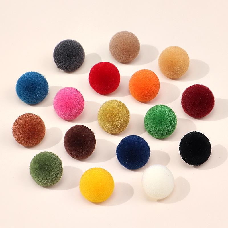 Colored Half-Round Flocked Mushroom Buttons: Plastic Sweater, Cardigan & Children's Decorative Accessories