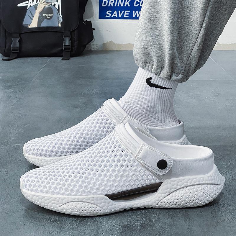 Mesh Thick-soled Half Shoes For Man Mules Light Closed Toe Slide Sandals Slip On Backless Loafers Men Open Back Casual Shoes