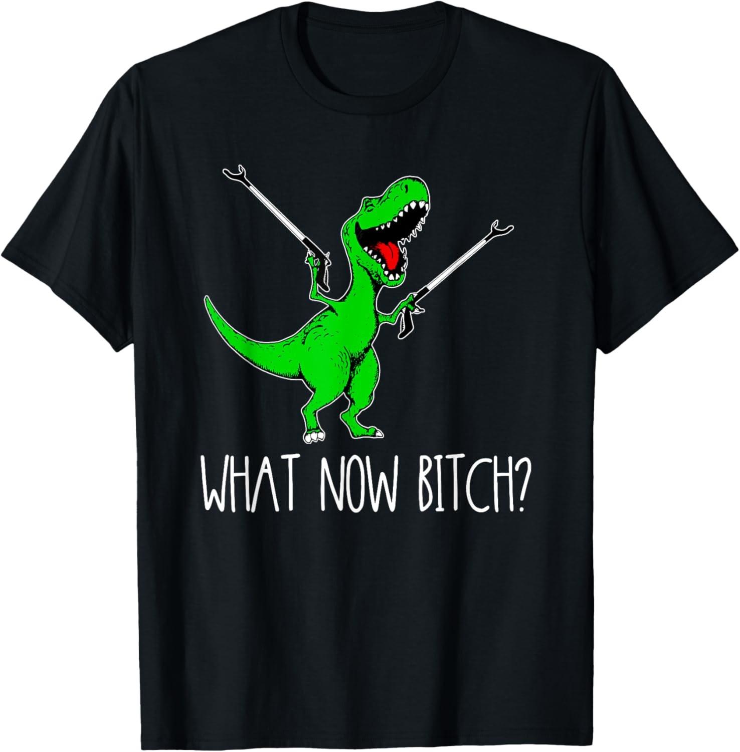 What Now Bitch Funny T Rex Dinosaur T-Shirt S разноцветный